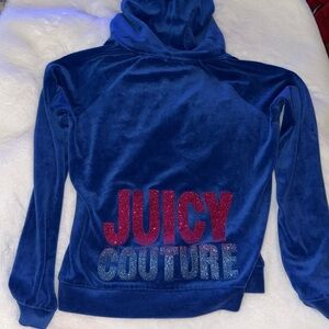 Original Y2K Juicy Couture Velour Zip Up Jacket Hoodie Vintage Rare velour Blue